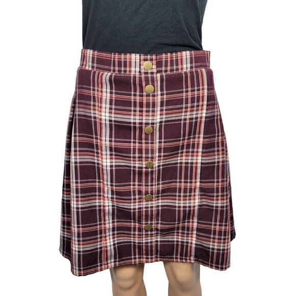torrid Dresses & Skirts - Torrid Women's Plaid Maroon Pull on Light Flannel Feeling Skirt Size 0 (12/L)